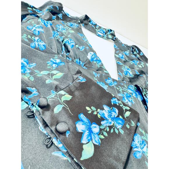 Majorelle Stellina Dress Floral Choker Neckline Backless Long Gown with Slit - Picture 12 of 14